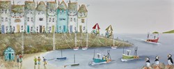 Turquoise House by Rebecca Lardner - Original Painting on Box Canvas sized 20x8 inches. Available from Whitewall Galleries